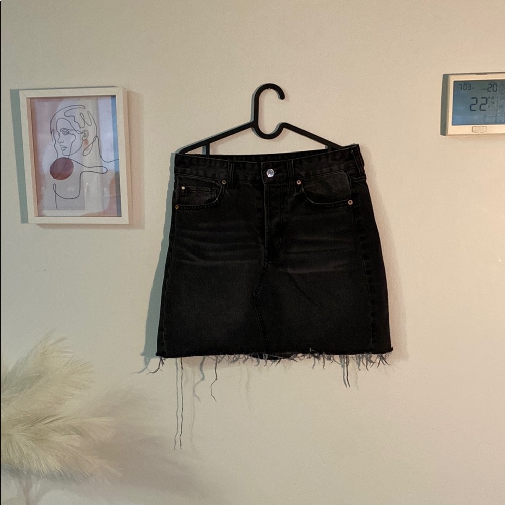 Classic Black Denim Skirt